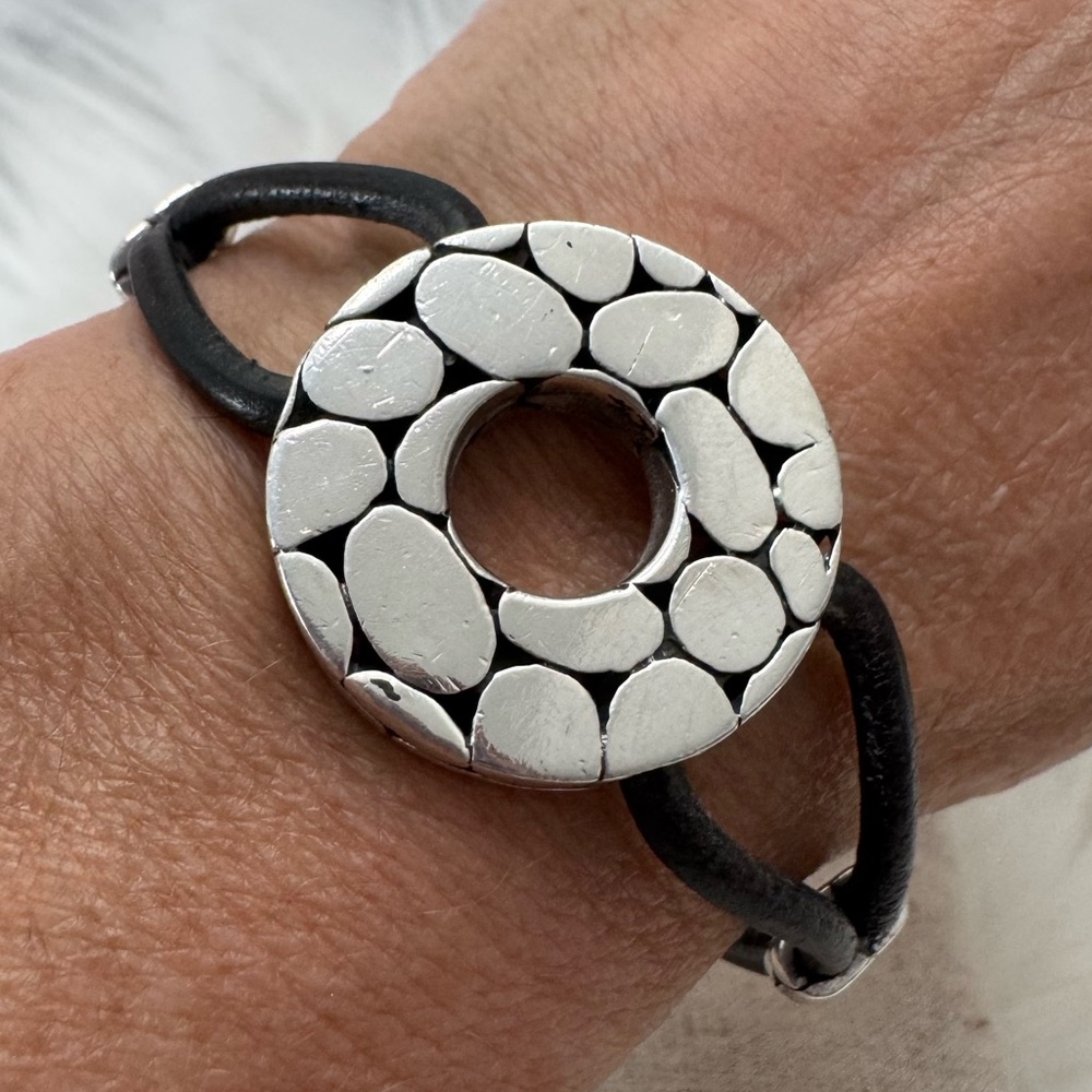 John Hardy .925 Kali Disc Leather Bracelet